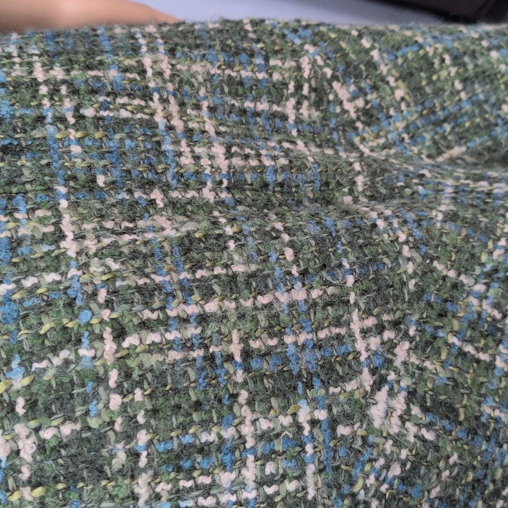 DANIER Made in Canada Wool Blend Tweed Midi Skirt Green Blue Plaid Size 8 - Picture 11 of 16